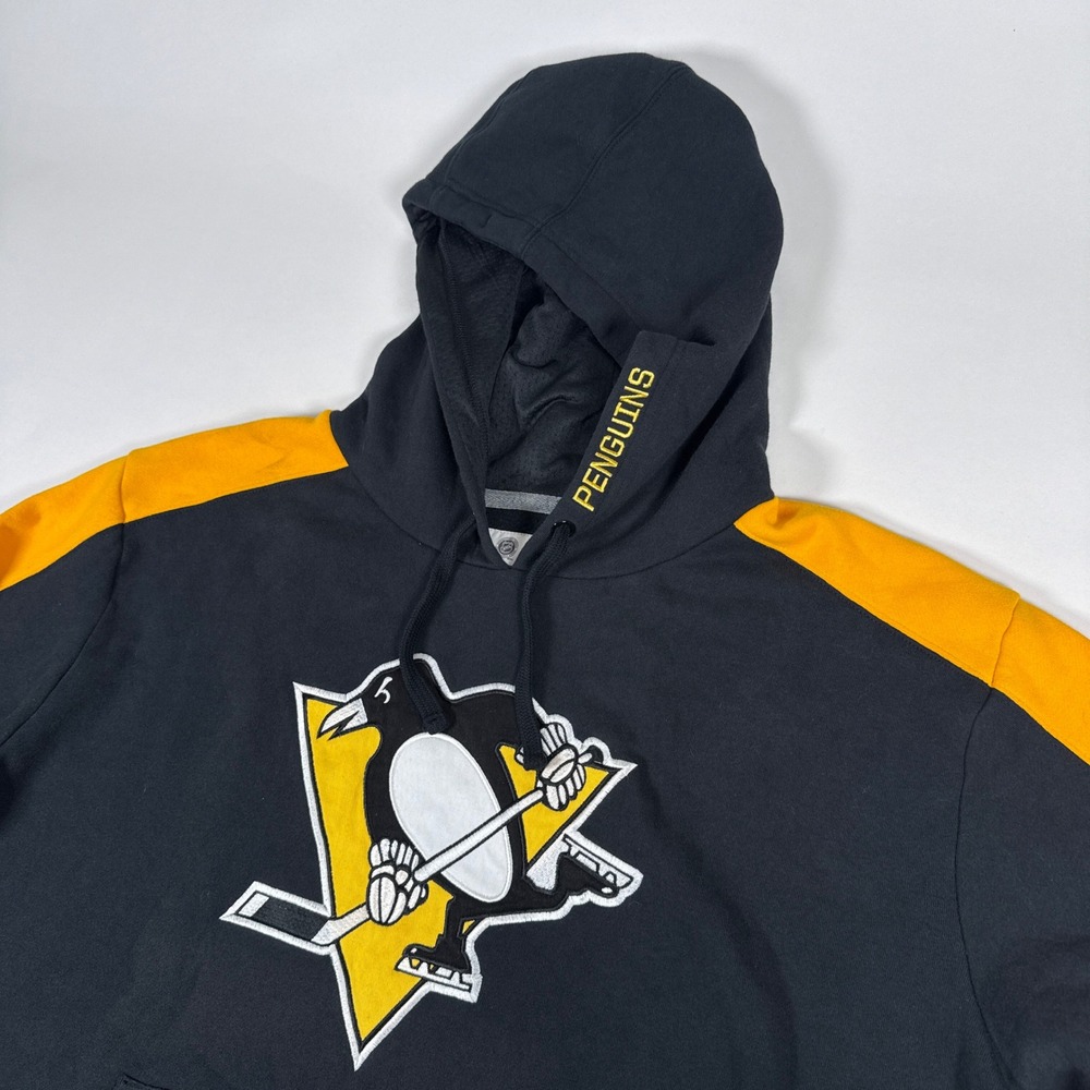 Pittsburgh Penguins Hoodie Mens 2XL Black Yellow Fanatics NHL Embroidered Logo